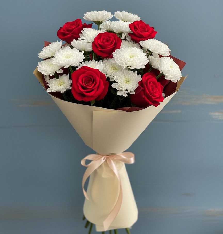 Букет цветов из: Розы и Хризантемы в Алтуде