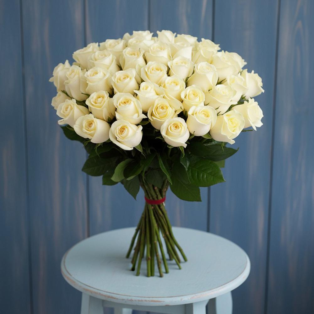 Букет 51 Белая роза Эдлесс Лав в Алтуде