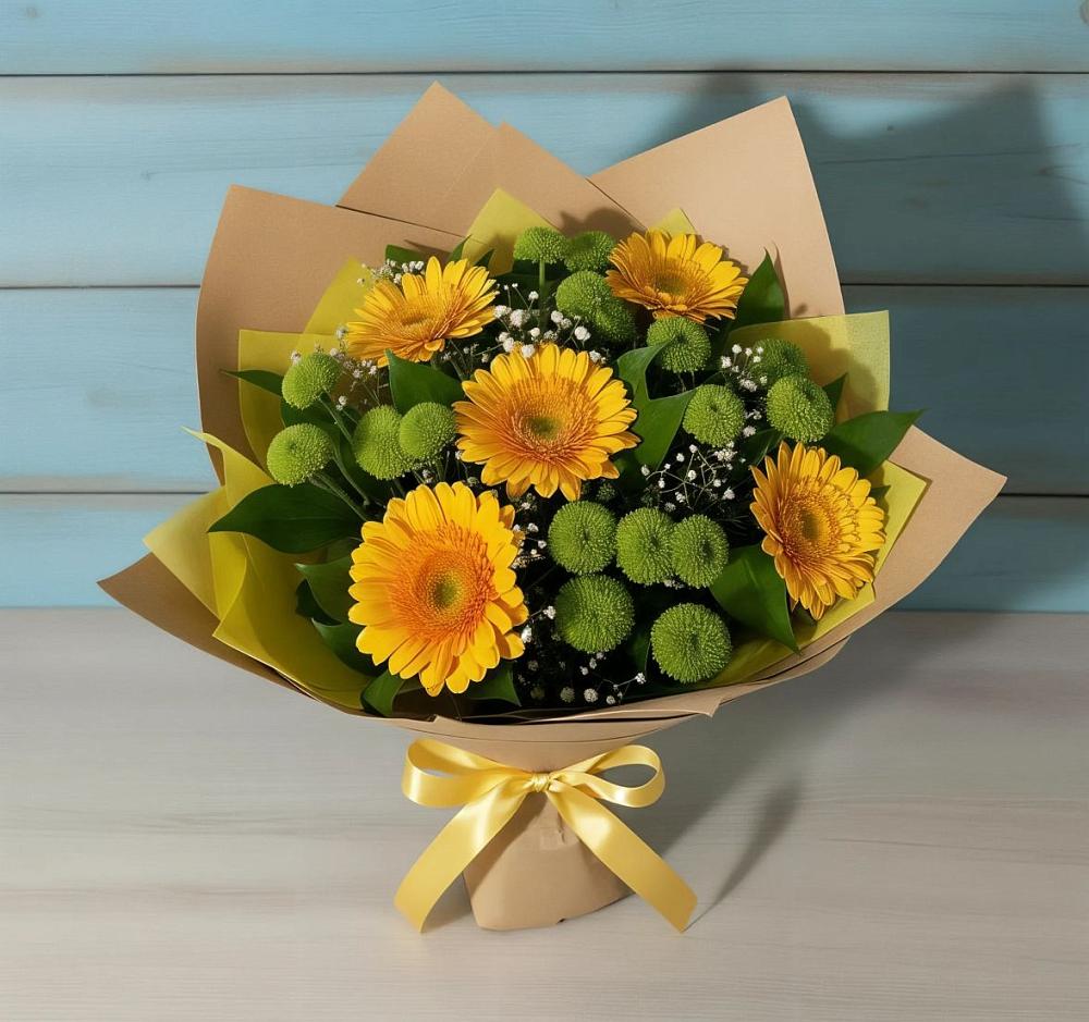 Букет цветов из: Герберы и Хризантемы в Алтуде
