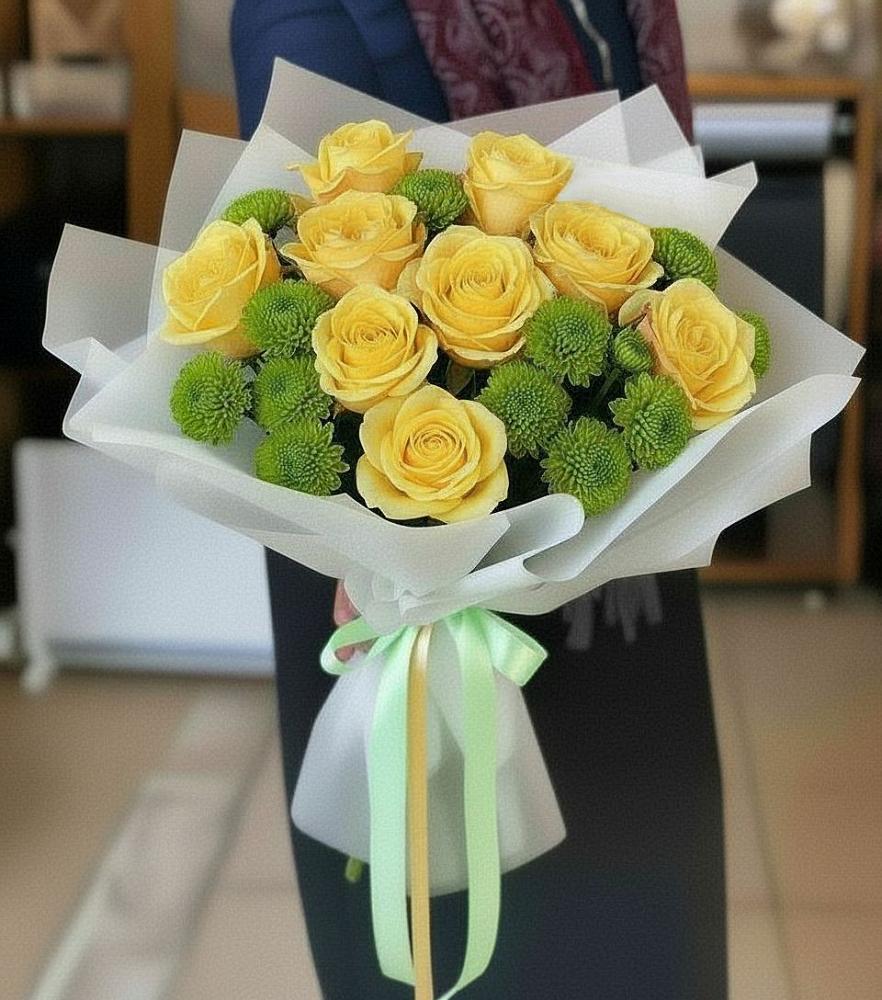 Букет цветов из: Хризантемы и Розы в Алтуде