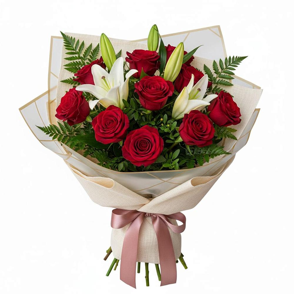 Букет цветов из: Лилии и Розы в Алтуде