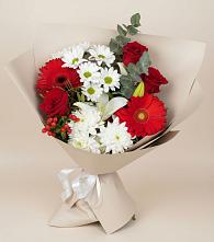 Букет цветов из:  Розы, Хризантемы, Герберы и Лилии в Алтуде