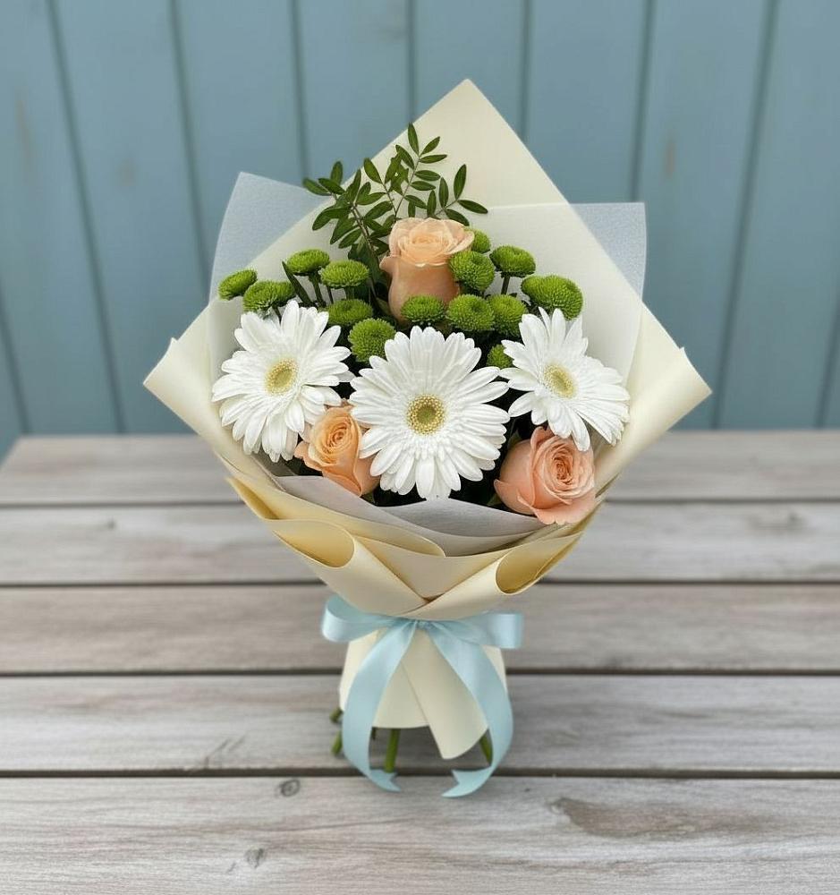 Букет цветов из: Герберы, Розы и Хризантемы в Алтуде