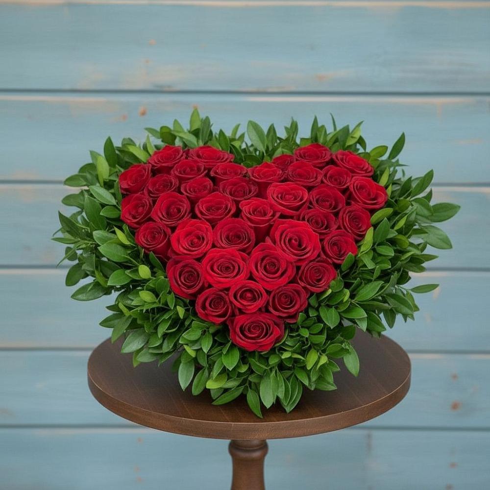 Цветочная композиция из Розы в виде сердца в Алтуде