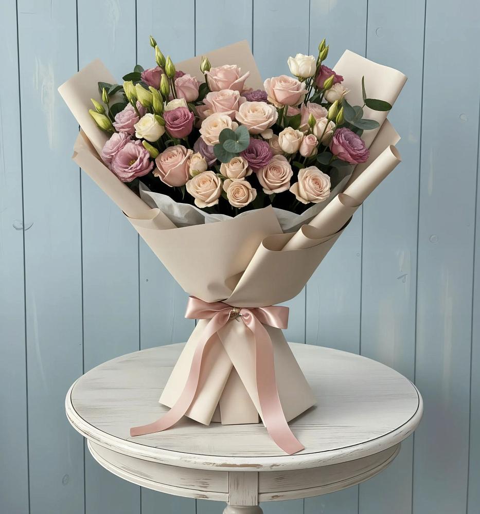 Букет цветов из: Розы и Лизиантусы в Алтуде