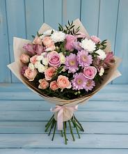 Букет цветов из:  Хризантемы, Розы и Альстромерии в Алтуде